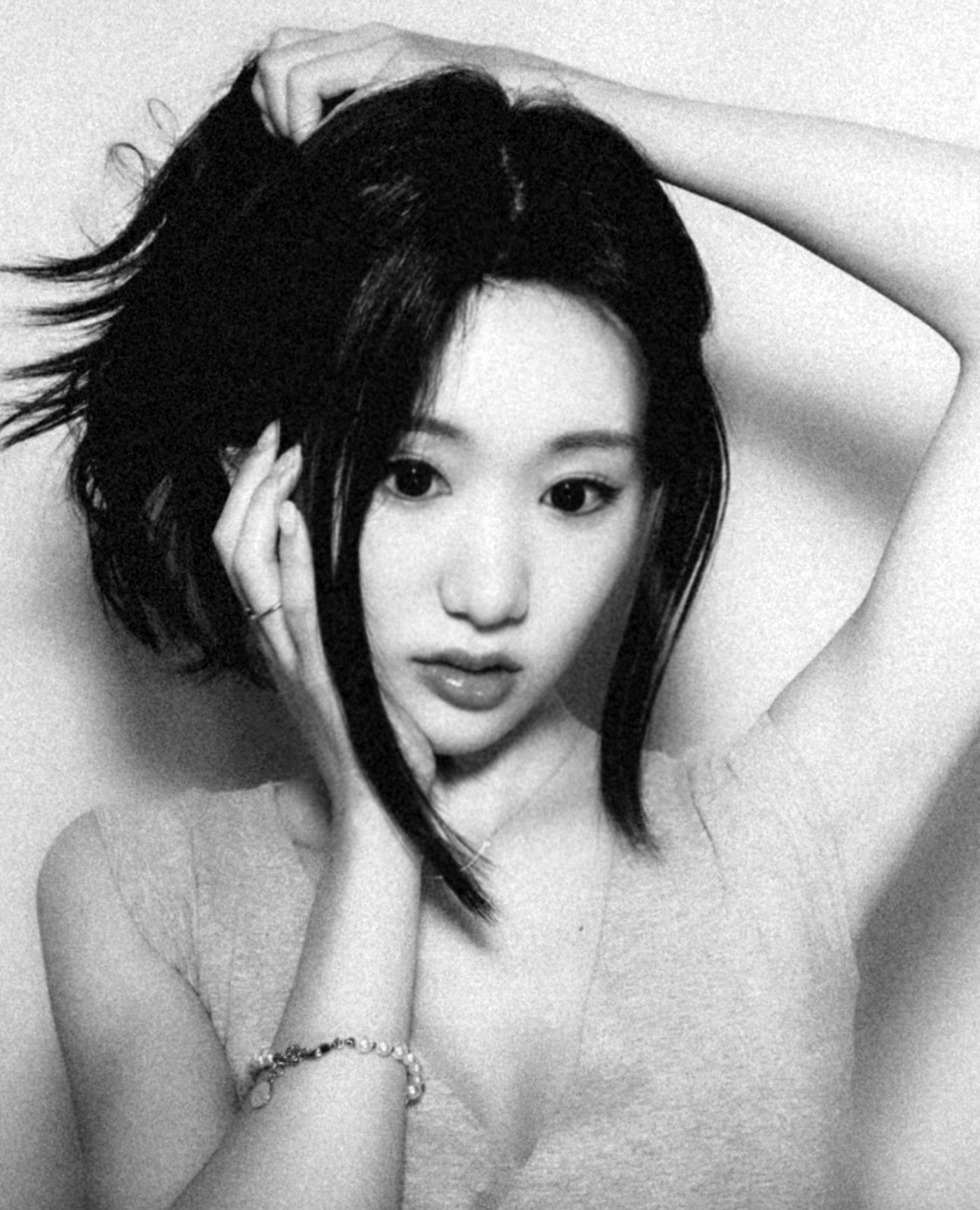 MJ Kim, black and white portrait